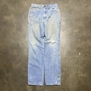 Vintage 70s Graffiti Blue Straight Leg Jeans 25x28
